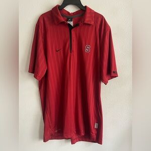 Nike Men's Red Polo Shirt with Logo